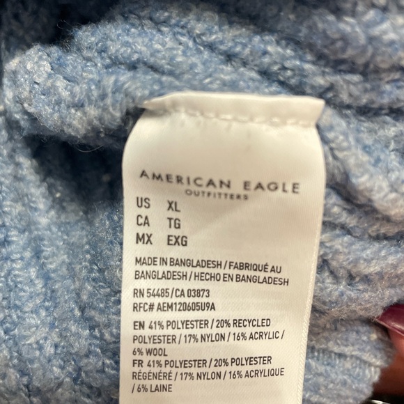 American Eagle knit hoodie sweater blue XL hoodie pull over kangaroo pocket cozy - Picture 6 of 6